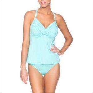 NWT SUNSETS Underwire Twist Tankini 32D @647